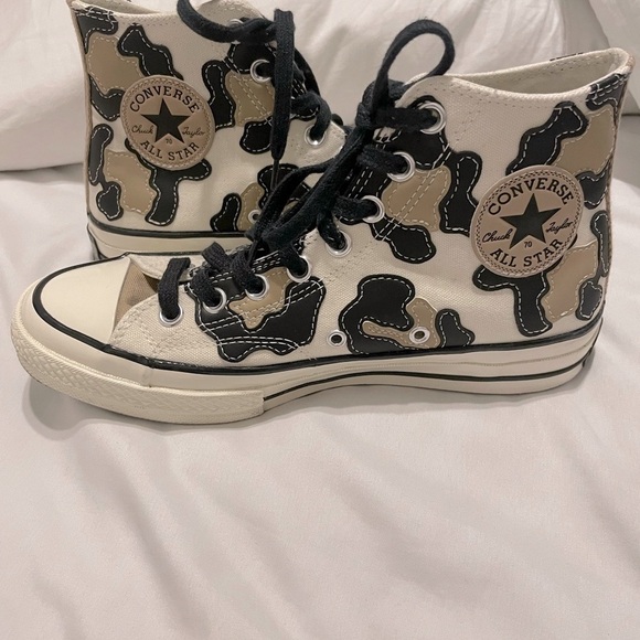 Converse Womens High-Top Sneakers - Black and Brown Leopard - Picture 1 of 6